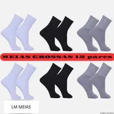 MEIAS GROSSAS CANO MEDIO/ALTO 12 PARES (VARIAÇÃO COM 3 E 6 PARES DISPONÍVEIS)