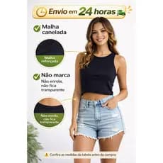 kit 3 Cropped Feminino Canelada Regata Feminina Camiseta Básica Feminina Cropped Regatinha Cropped canelado básico