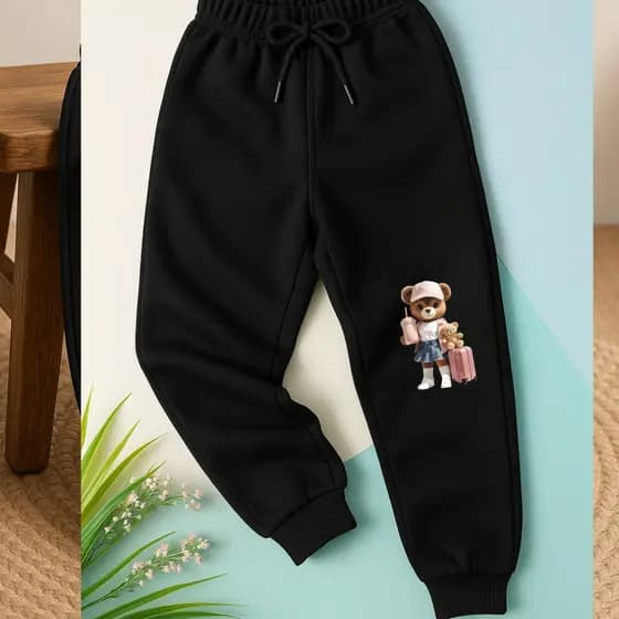 Calça Moletom Infantil Personalizada Girl Bear Style Estampada