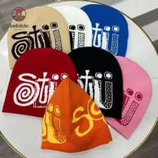 LUOLULULU Chapéu De Tricô , Gorro De Lã Acrílico Y2k , Boné De Hip Hop Quente Com Estampa De Letras Ins Ao Ar Livre