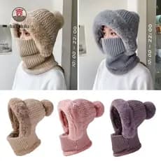 LUOLULULU Gorro Cor Sólida Mulheres Orelhas Proteção Capa Facial