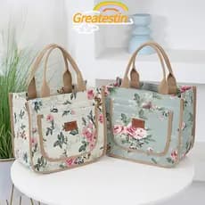 Bolsa Térmica Da Para Lanches Saco Do Almoço Estampa Floral Espessada Saco De Isolamento Térmico