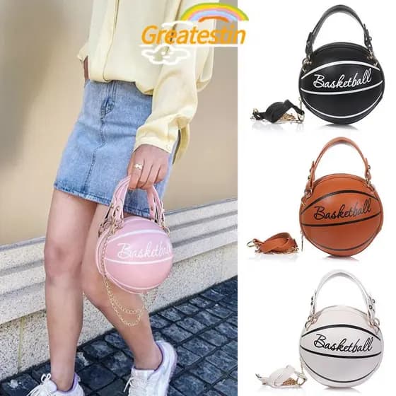 Bolsa De Ombro Feminina De Couro Com Formato Individual Em Formato De Bola De Futebol Basquete