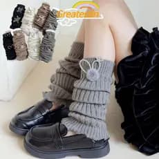 GREATESTIN Leg Warmers Infantil Algodão Macio Pelúcia Babados Meia Longa Fofa Meninas Y2K Doce