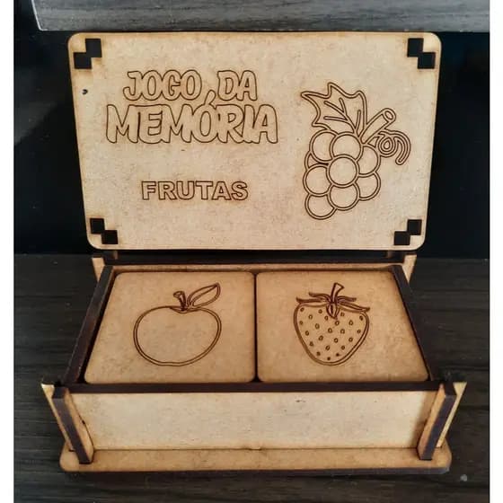 Kit 5 Jogos da Memória Infantil MDF Cru 8 Pares Pedagógico Personalizável