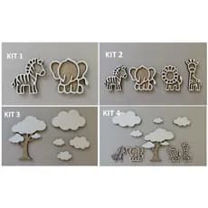 Kit Decoração Safari Baby Personalizado - Nome em MDF 3D com Gravação a Laser - Acabamento Premium