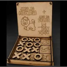 Kit 2 Jogos - Memória + Jogo da Velha Infantil em MDF Educativo