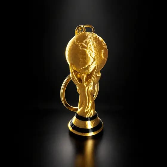 Chaveiro Taça Copa do Mundo Dourado Miniatura Troféu Mochila Bolsa Presente Futebol