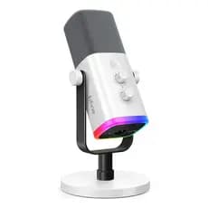 Microfone Dinâmico Fifine Ampligame Am8w Xlr Usb-c Cardioide Branco