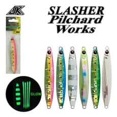 Jk Ss Isca De Pesca De Metal Luminosa Lento Jig 40g / 60g / 80g / 100g Artificial Isca Off Shore Chumbo Cast Jigging Equipamento De Pesca
