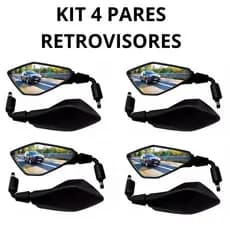 Kit 4 Pares Retrovisor Kawasaki Z400 Rebaixado 90º Honda Lente Convexa