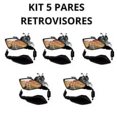 Kit 5 Pares Retrovisor Kawasaki Z400 Rebaixado 90º Honda Lente Convexa
