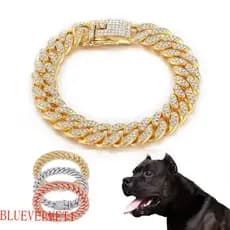 BLUEVELVET1 Colar De Luxo Personalizado Foto Adereços Metal Moda Suprimentos Para Animais De Estimação