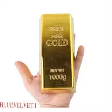 Barra De Ouro Falsa BLUEVELVET1 , Tijolo Dourado Brilhante De Simulação , Barras De Parada De Porta De Plástico Com Peso