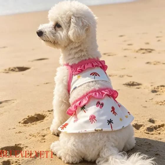 BLUEVELVET1 Colete De Biquíni Para Cachorro , Maiô Fino E Respirável Com Estampa De Desenho Animado Animais De Estimação