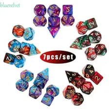 BLUEVELVET1 Dados Acrílicos Para RPG DnD D4 D6 D8 D10 D12 D20 Masmorras 7 Pçs/Set De Cores Misturadas