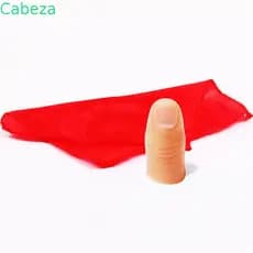 CABEZA1 Dedo Truques De Mágica Presentes Mágicos Profissional Seda Vermelha Truque De Rua Close-Up Cachecol Disapper Mag
