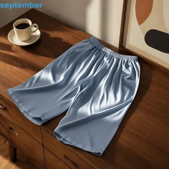 Calças De Dormir Masculinas SEPTEMBERB , Pijama Confortáveis E Respiráveis Ice Slik , Shorts Masculinos De Cintura Elást