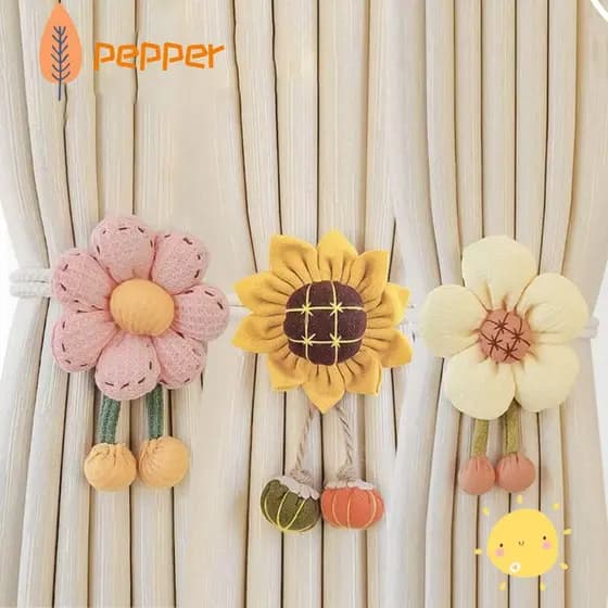 Tieback De Cortina Em Forma De Flor PEPPER , Fivela Com Faixa Elástica Ajustável , Corda De Desenho Animado