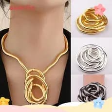 Gargantilha Flexível AMARLIS , Colar De Cobra Dobrável Twistable Cor Prata , Pulseira De Acessórios De Joias De Liga