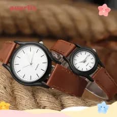 Relógio De Quartzo AMARLIS , Casal Com Pulseira De Couro Mostrador Redondo , Relógios De Pulso Clássicos Minimalistas De