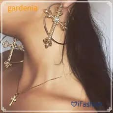 Brincos Cruzados GARDENIA , De Argola De Joias Punk De Metal , Acessórios De Cristal Brilhante , Brinco De Moda