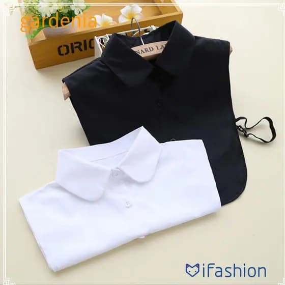 Blusa Feminina De Algodão / Gola Falsa / Vintage / Lisa / Da Moda Para Jardim