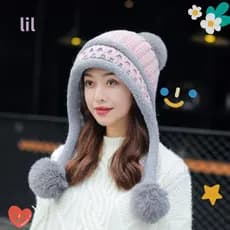 Boné LIL Kintted , Feminino Estilo Coreano , Chapéu Grosso E Quente De Inverno