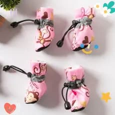 LIL 4 Pçs/set Sapatos Para Cães Meias , Antiderrapantes Com Forro De Lã Botas De Chuva De Estimação , De Borracha E Gato