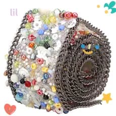 LIL 1 Peça De Fita De Acabamento De Strass , Pedras Brilhantes , Corrente De Cristal De 19.7 Polegadas , Multicolorida C