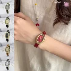 Relógio De Quartzo Feminino De Luxo Perfumado , Pulso Com Pulseira De Couro Durável Em Forma De Ovo De Ganso , Casual