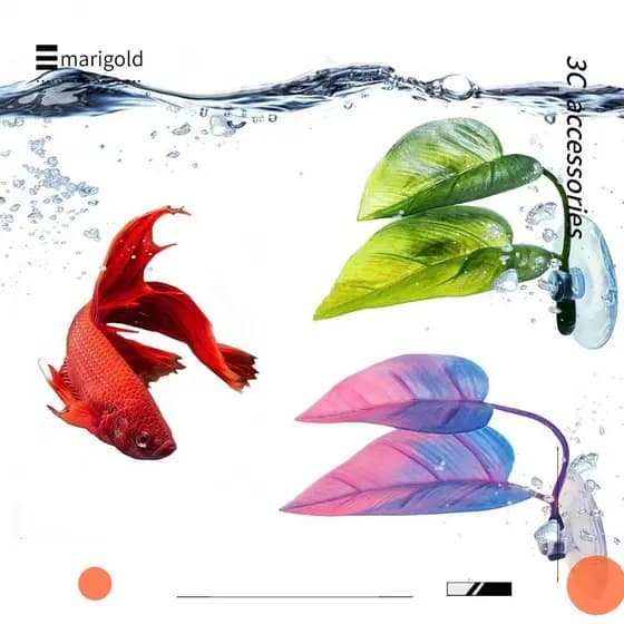 MARIGOLD 1/2pcs Folha De Descanso De Peixe Betta , Artificial Com Ventosa Rede PP