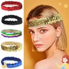 Tiara De Lantejoulas Trompete , Acessórios De Cabelo Indianas Glitter Faixa , Traje Arco Brilhante Elástico Hairbow