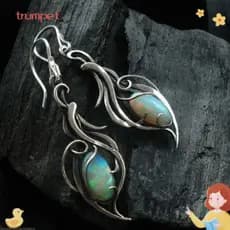 Trompet Um Par De Brincos De Cor Prata , Elegantes Com Pingente De Opala , Joias