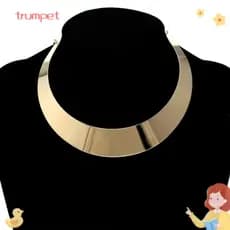 Colar De Torque Trompet , Gargantilha De Liga De Metal Dourado Banhado , Corrente De Largo Exagerada