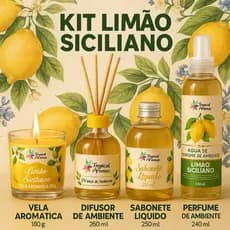 Kit Agua Perfumada Aromatizador e Home Spray para Tecidos +Vela Aromática +Difusor de ambiente 240ml
