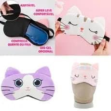 Máscara De Dormir Tapa Olhos Descanso Bolsa Gel Gato Gatinho Para Adultos e Crianças - Gato