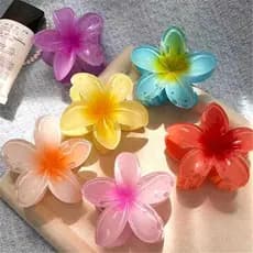 Clip Coreano de Cabelo Piranha de Flor Transparente Colorido Frangipani Agarrar Acessórios de Cabelo