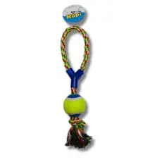 Brinquedo cachorro, puxador de corda para pet com bola de tênis.
