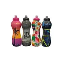 "Garrafa Squeeze Colorida 600ml com estampa – Plástica, Tampa Rosca, Ideal para Academia e Passeios"