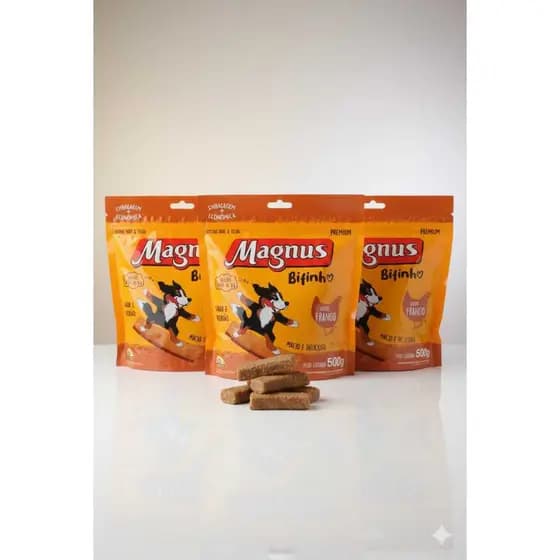 “Petisco Magnus Bifinho Premium para Cães – Sabor Carne, Macio e Delicioso, Embalagem Econômica 500g”