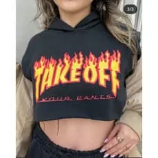 Cropped Overside croped Blusa Feminina Tecido Algodão Blusa Feminina Cropped Roupas Feminina Blusa Feminina Estilosa