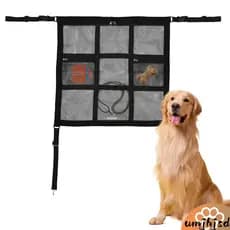 Barreira Para Carro De Cachorro , Camada Dupla , Malha Ajustável , Alça Superior E Inferior , 3 Bolsos De Armazenamento