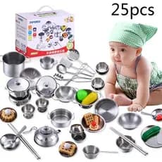 25 Pçs/Set Inoxidável Crianças Cozinha Brinquedos De Alta Qualidade Brinquedo Mini Papel PlayChef /
