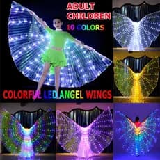 Asas De LED Isis Belly Dance Wings Colorful Butterfly C/Paus Telescópicos Iluminam O Traje SHOPSBC6252