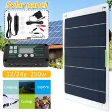 Painel Solar 250W 12V/24V Carregador De Célula Portátil Kit De Com Controlador IP65 À Prova Dip65 Água Shopbc7645