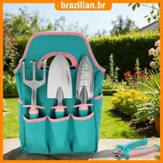 6 Pçs Conjunto De Equipamentos De Jardim Com Luvas E Saco Liga Alumínio Espátula Ancinho Transplante Tesoura Poda SHOPCY
