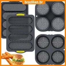 4 Pçs Silicone Pão Pan 4 Cavidade Hambúrguer Molde Francês Para Assar SHOPCYC9484