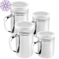 4 Pçs Saleiro 10oz 14oz Dispensador De Especiarias De Aço Inoxidável Tempero Shaker Com Alça E Tampa De Plástico SHOPCYC