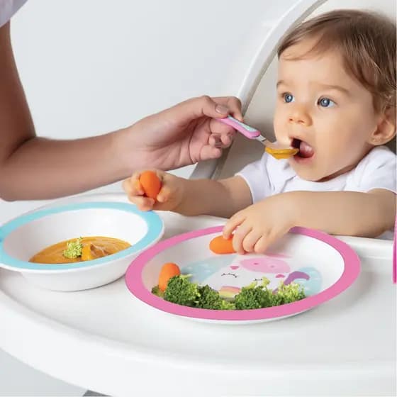 Prato Buba Infantil Animal Fun e Frutti Para Microondas Colorido Buba